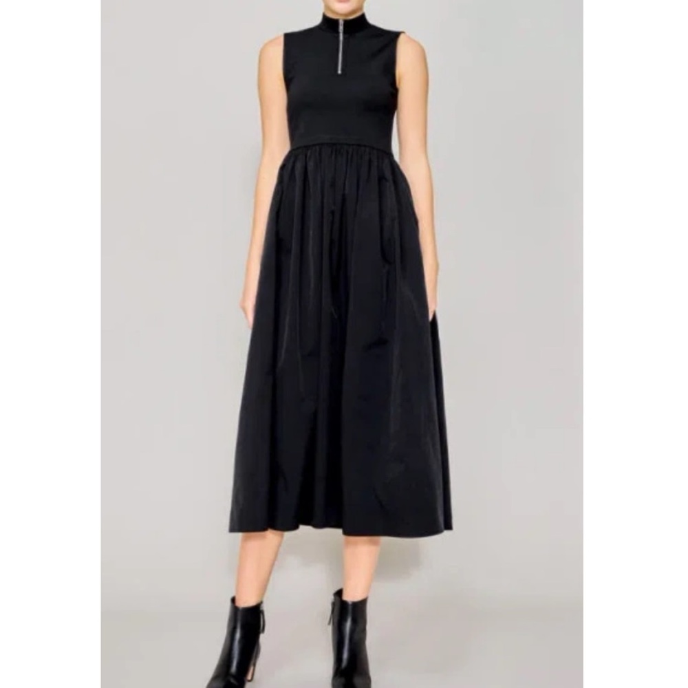 MELLODAY Black Mixed Media Midi Dress in XL